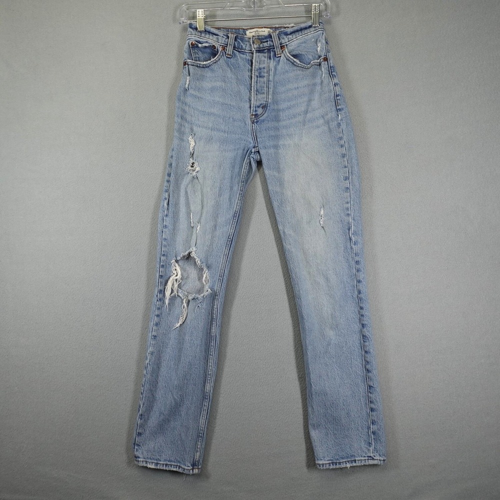 Abercrombie & Fitch Jeans Womens 00 Blue The Dad High Rise Distressed Denim